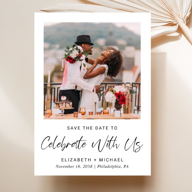 Save The Date Réception De Mariage De Photo Chic (A chic Save The Date photo announcement for a post-wedding reception to celebrate your marriage)