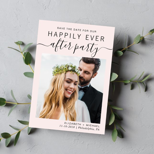 Save The Date Réception de mariage moderne photo rose (Créateur téléchargé)