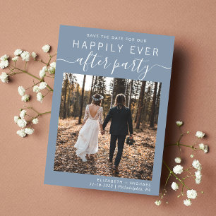 Save The Date Réception de mariage Photo Dusty Blue