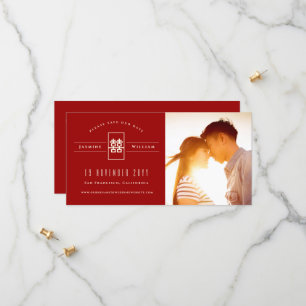 Save The Date Rectangle Double Bonheur Mariage chinois photo