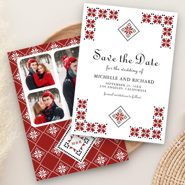 Save The Date Red and Black Ukrainian Embroidery Wedding (Créateur téléchargé)
