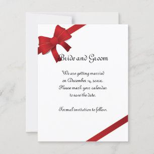 Save The Date Red Bows Winter Wedding Enregistrer la date