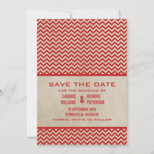 Save The Date Red Chic Chevron Enregistrer l'Invitation de date