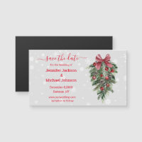 save the date red christmas vintage decor magnet