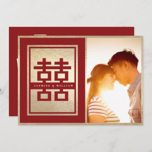 Save The Date Red Classic Double Bonheur Mariage chinois Photo