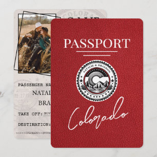 Save The Date Red Colorado Passeport Enregistrer La Date