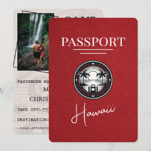 Save The Date Red Hawaii Passport Enregistrer La Date