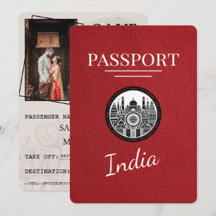 Save The Date Red India Passport Enregistrer La Date