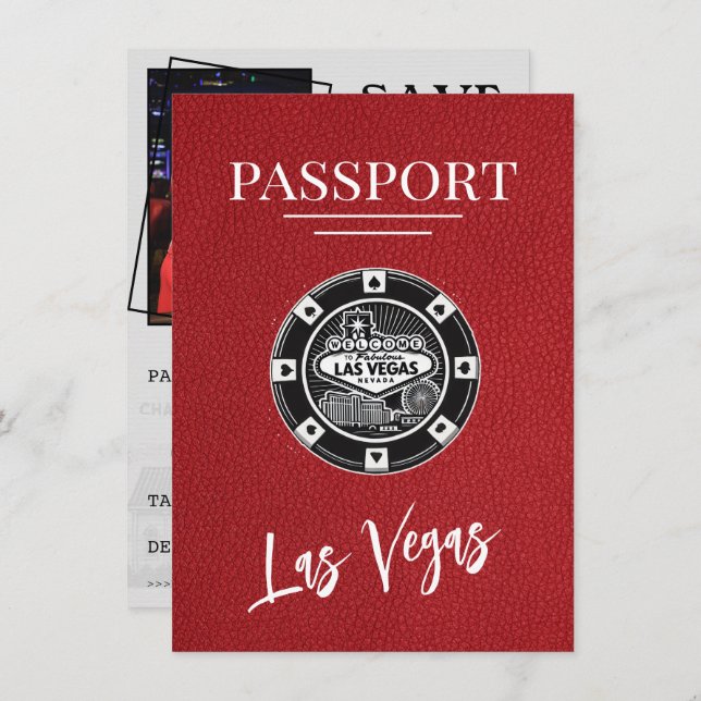 Save The Date Red Las Vegas Passport Enregistrer La Date (Devant / Derrière)