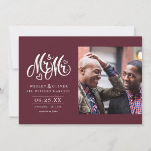 Save The Date Red M. & Mr Script - Enregistrer la date avec la p