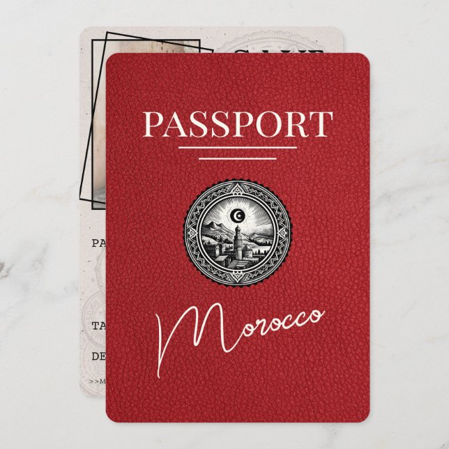 Save The Date Red Maroc Passeport Enregistrer La Date (Devant / Derrière)