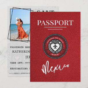 Save The Date Red Mexico Passport Enregistrer la date