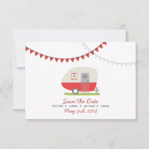 Save The Date Red Retro Trailer & Mariage Enregistrer La Date