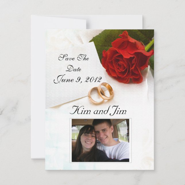 Save the Date red rose invitation (Front)
