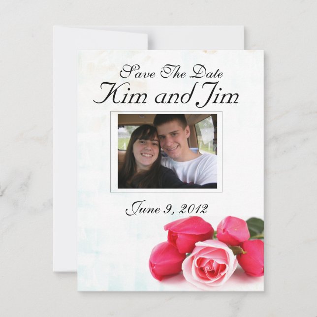 Save the Date red rose invitation (Front)