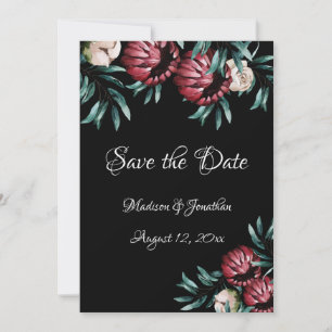 Save The Date Red Roses Arrière - plan noir Script élégant