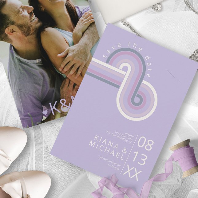 Save The Date Refined Lines Geometric Wedding Violet ID983 (Créateur téléchargé)