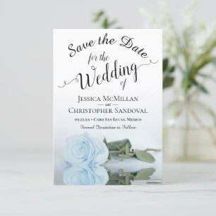 Save The Date Reflet bleu clair Dusty Rose Mariage romantique