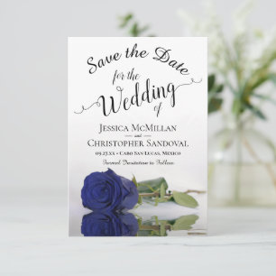 Save The Date Reflet Rose bleu de la Marine Mariage romantique