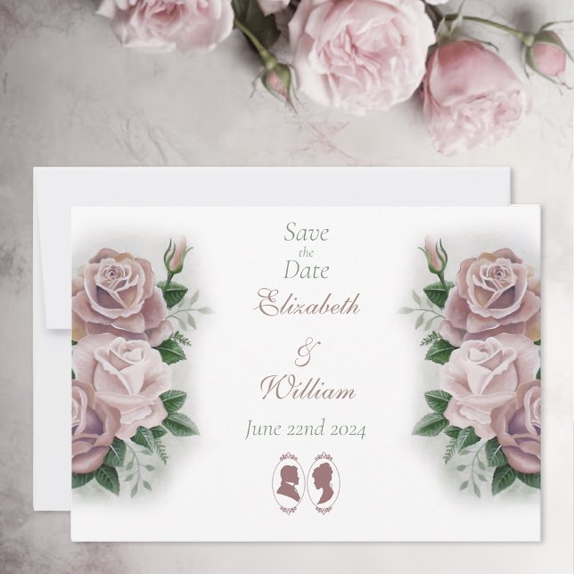 Save The Date Regency Bridgerton Rose Roses Cameos (Créateur téléchargé)