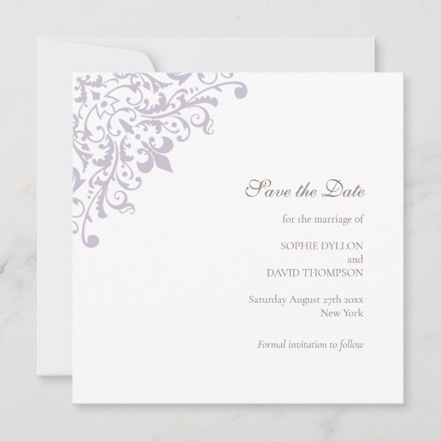 Save The Date Regency Purple Fleur de Wedding Enregistrer La Dat (Devant)