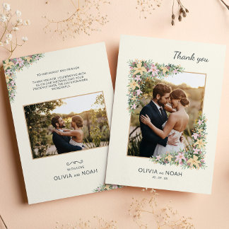Save The Date Remerciement Photo Floral Romantique Élégant