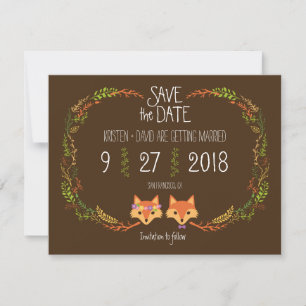 Save The Date Renard de la forêt fantaisiste mariage Enregistrez