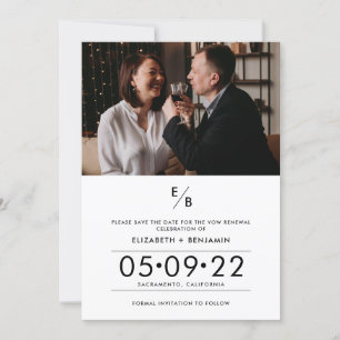 Save The Date Renouveau Élégant de la photo de monogramme