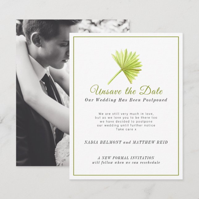 Save The Date Report du mariage, changement de date (Devant / Derrière)