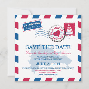 Save The Date République dominicaine Courrier aérien Mariage Sav