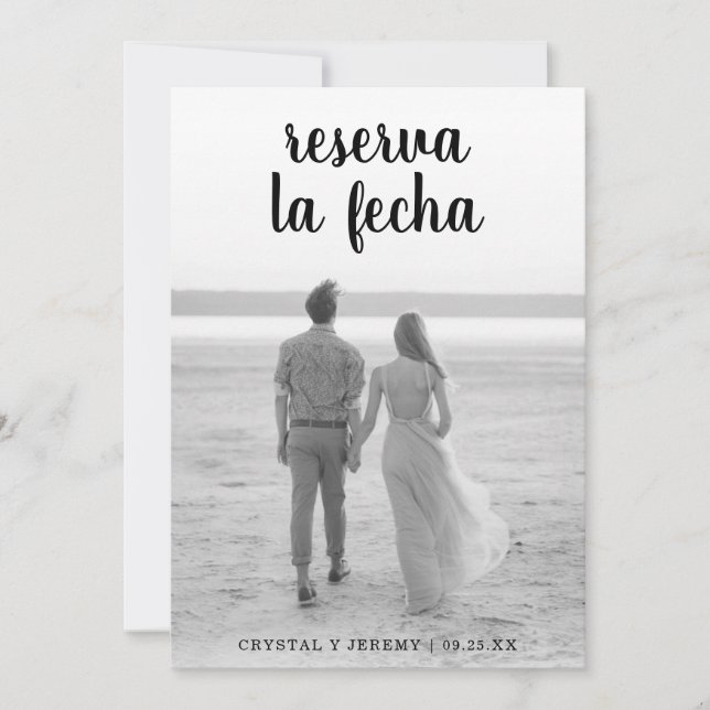 Save The Date Reserva La Fecha Black Script Photo Espagnol (Devant)