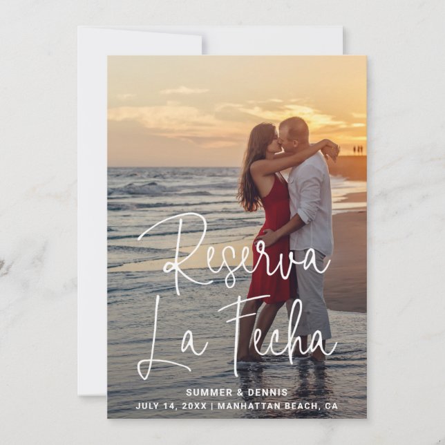 Save The Date Reserva la Fecha Elegant Script Photo Espagnol (Devant)