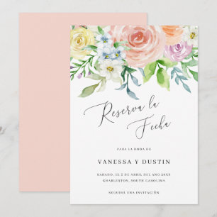Save The Date Reserva La Fecha Floral Aquarelle Mariage espagnol