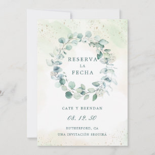 Save The Date Réserve La Fecha Eucalyptus Verdure Espagnol
