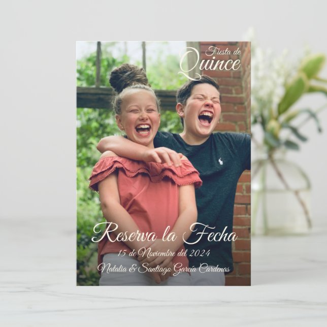 Save The Date Réserve La Fecha Twins Fiesta de Quince Botaniques (Debout devant)