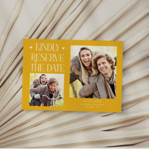 Save The Date Réservez 2-Photo Jaune Mariage