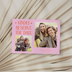 Save The Date Réservez 2-Photo Orange Rose Mariage