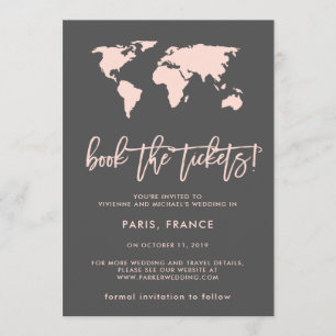 Save The Date Réservez les billets World Map Grey Enregistrer