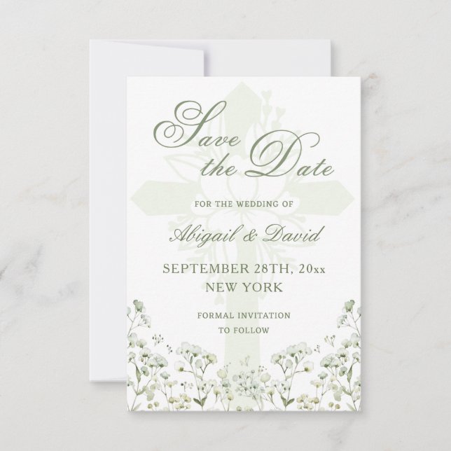 Save The Date Respiration du bébé Mariage religieux Enregistrer  (Devant)