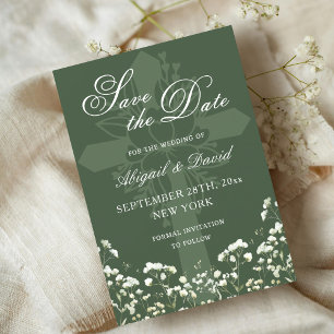 Save The Date Respiration du bébé sur le sage Mariage vert Enreg