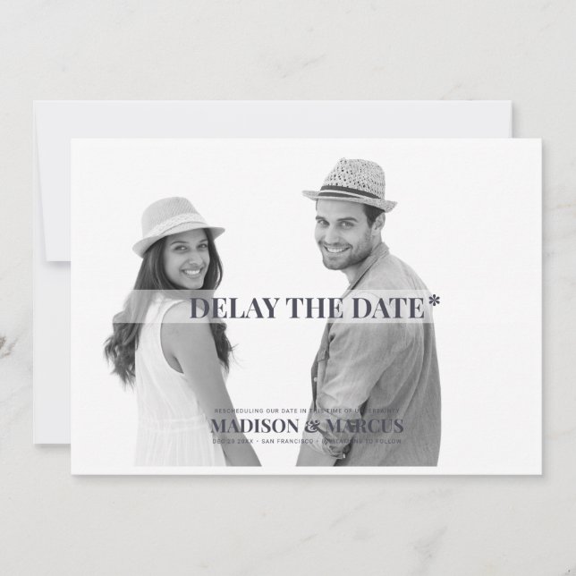 Save The Date Retarder la date Modern Custom Photo Mariage (Devant)