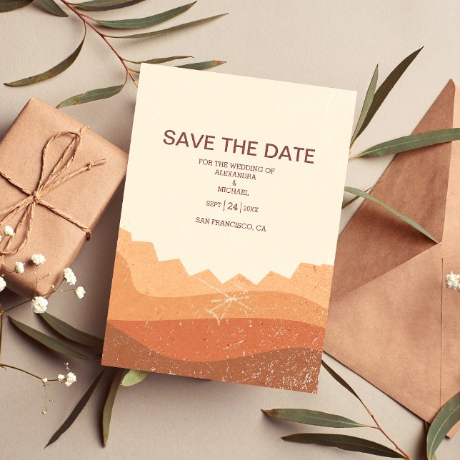 Save The Date Retro Boho Terracotta Burnt Orange Mariage (Créateur téléchargé)