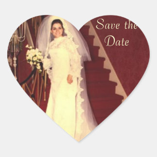 Save the Date Retro Bride Heart Sticker