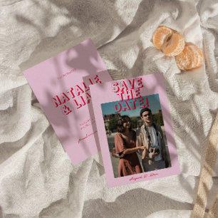 Save The Date Retro Bright Funky Bold Modern Photo Mariage