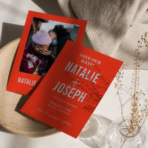 Save The Date Retro Coloré brillant Funky Gras Mariage moderne