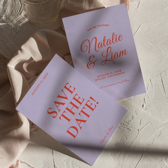 Save The Date Retro Coloré brillant Funky Gras Mariage moderne (Créateur téléchargé)