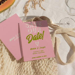 Save The Date Retro Colorful Funky Bold Fun Mariage unique