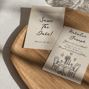 Save The Date Rétro Écrit main tiré Quirky Bold Mariage amusant