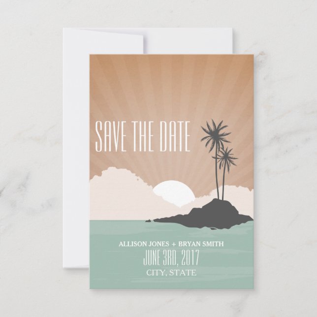 Save The Date Retro Inspiré Island Beach Mariage Enregistrer La  (Devant)