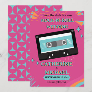 Save The Date Retro les années 70 Musique Cassette Super Fuchsia